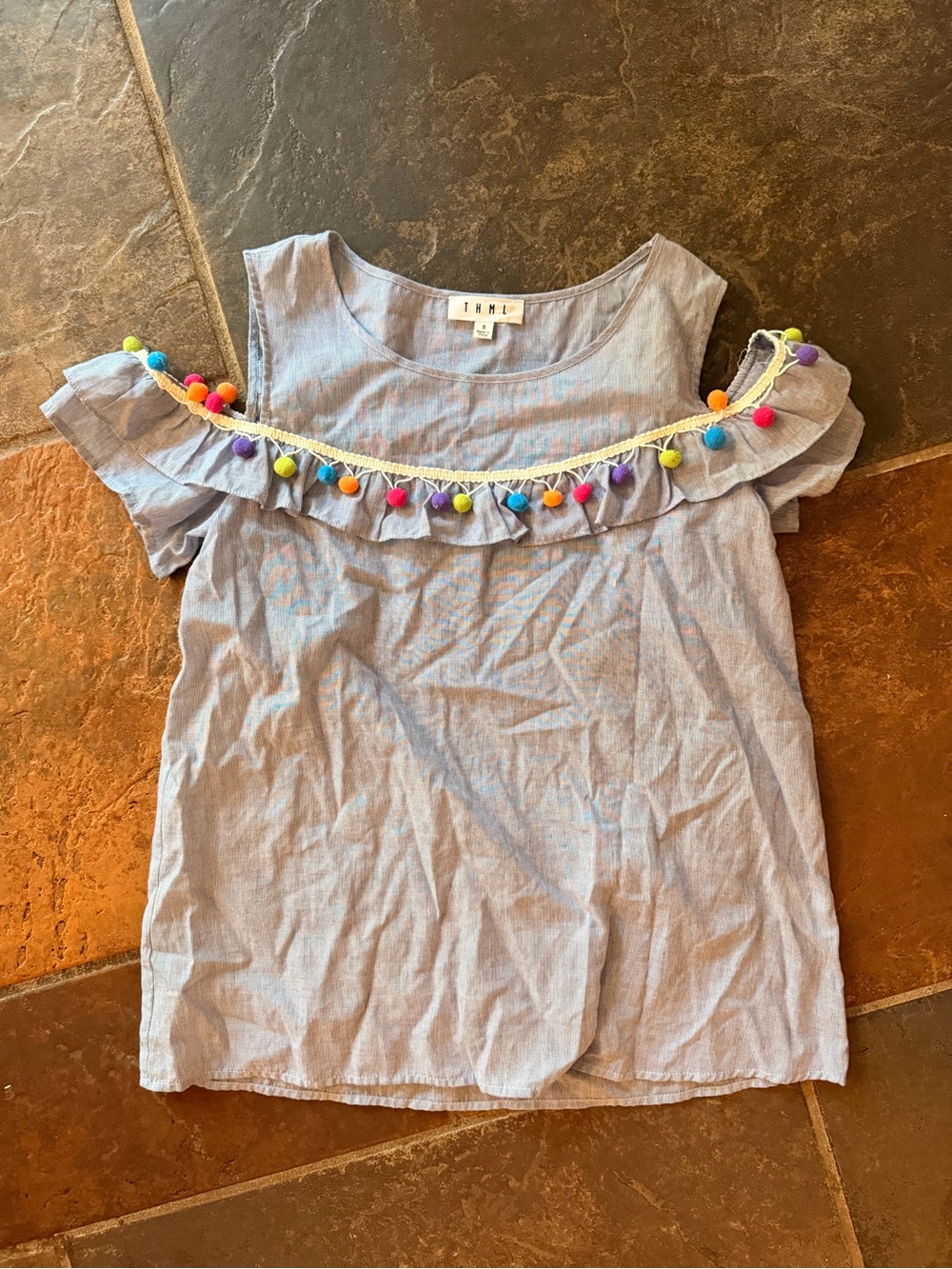 THML Cold Shoulder Pom Pom Top